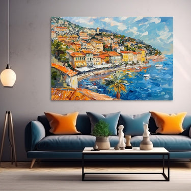 Mediterranean Seaside Village Painting